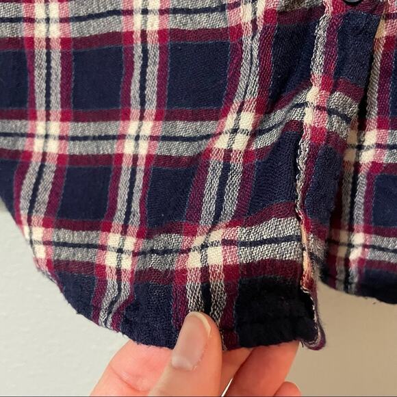 Lucky Brand Blue & Red Plaid Button Down Shirt Blouse Button Detail Back L - Picture 3 of 6